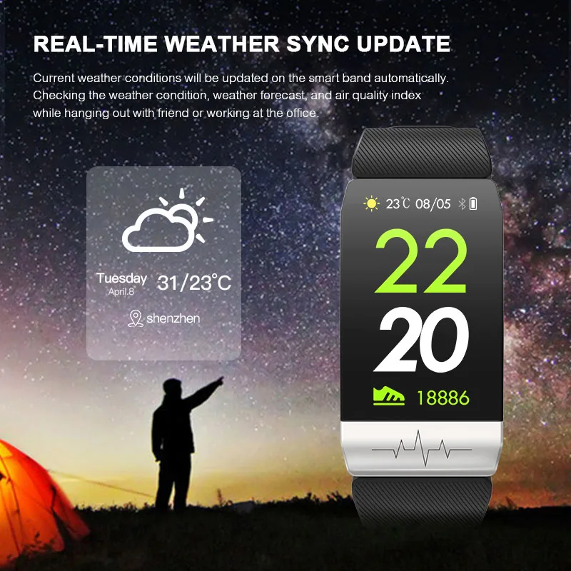 Q1S Smart Band Fitness Tracker ECG+PPG Waterproof Heart Rate Monitor Weather Forecast Smart Bracelet Wristbands For IOS Android