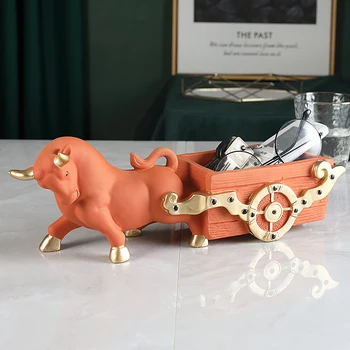 

Resin Retro Cow Ornaments Luxury Multifunctional Storage Box Home Key Remote Control Jewelry Storage Tank Home Decoration Gifts