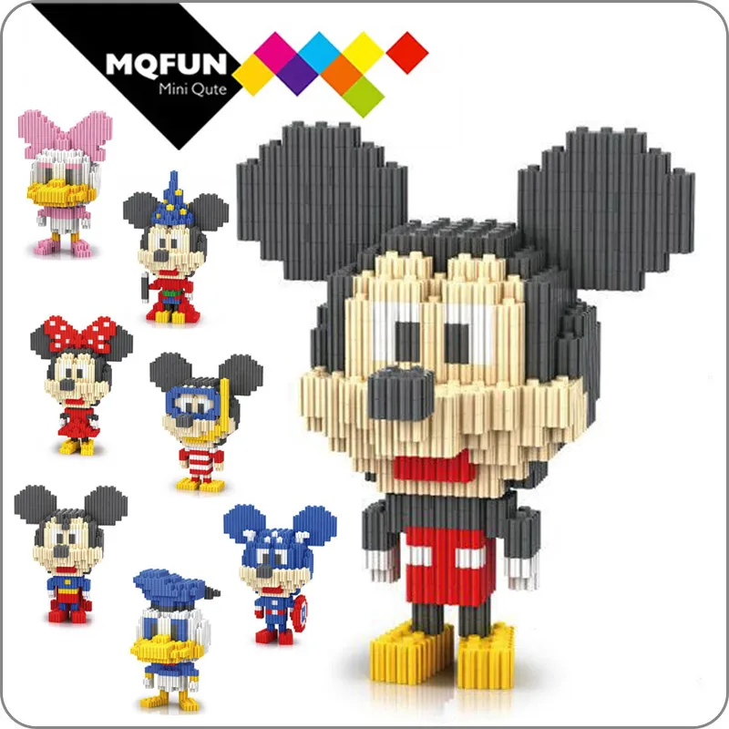 

Linkgo Cartoon Big head Mickey Minnie Mouse Donald Daisy Duck Goofy action figures mini Blocks Diamond Brick Diy educational Toy