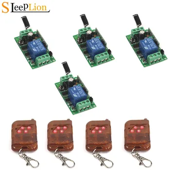 

Sleeplion12V 10A 1CH Wireless Relay Switch 4 4-key wireless RF Smart Control Switch Transmitter 4 Receiver Module 12V 315/433MHz