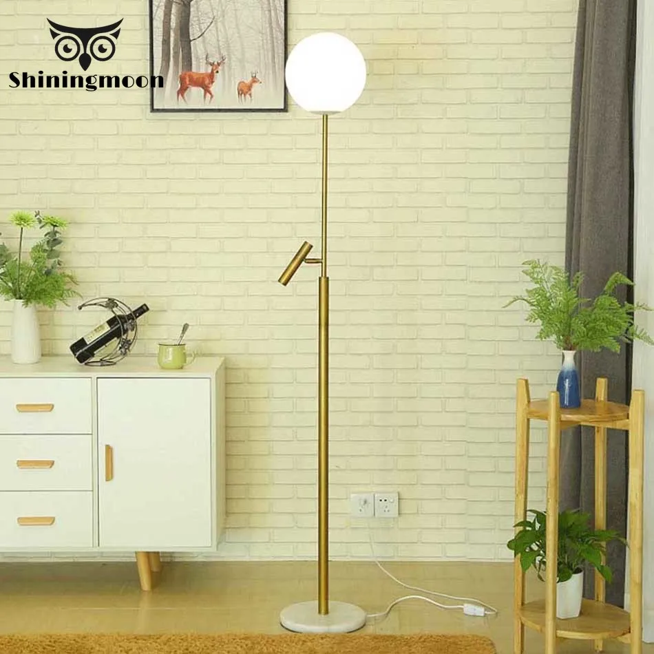 

Modern LED Industrial Floor Lamp Nordic Standing Lamps for Living Room Decoration Glass Gold Luxury Bedroom Office Floor Lights