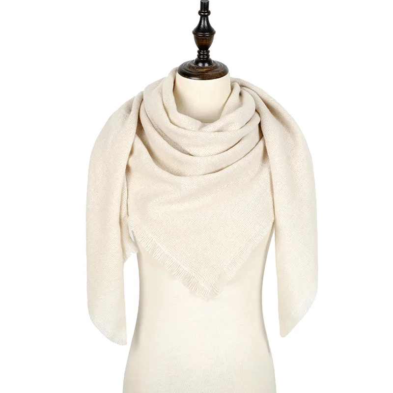 Дизайнер зимний шарф женский кашемировый шарфы платок качество хорошее теплый шерсть шарфы женские,модные плед шарфы платки палантины,большой шарф в форме треугольника 140*140*210CM - Цвет: Color 58