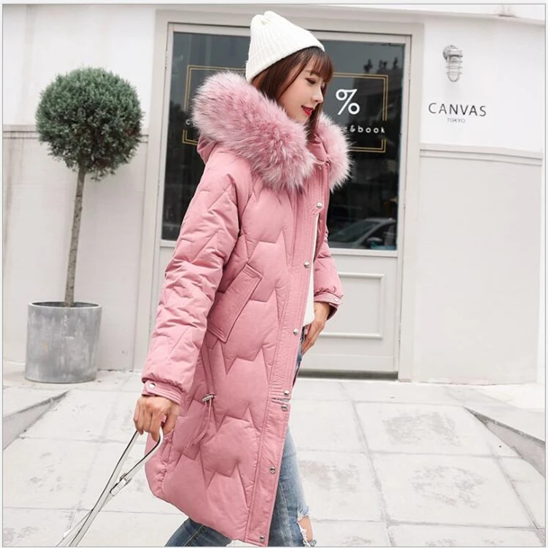 НОВАЯ тонкая модная женская зимняя куртка одежда с капюшоном парки из хлопка на пуху зимнее пальто для девочек плюс размер ватные куртки 386
