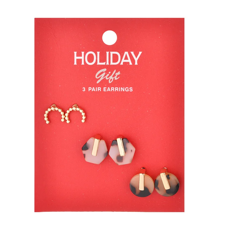 HUIDANG Рождественский праздничный женский подарок для девочек мини серьги-гвоздики набор ювелирных изделий