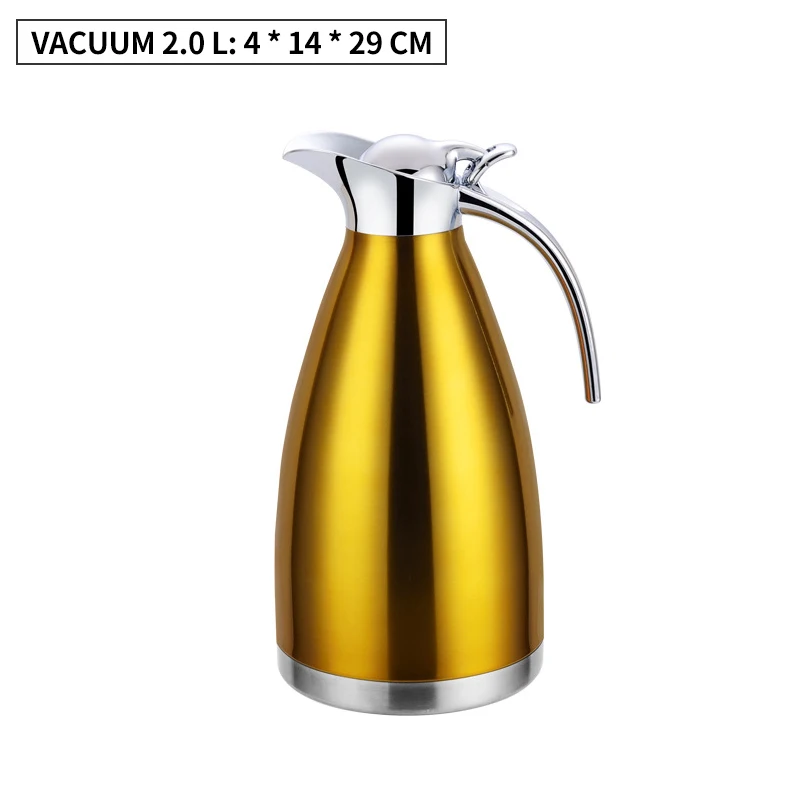 Вакуумная колба большой емкости, горшок для воды из нержавеющей стали с двойными стенками, вакуумный термос, удерживающий тепло чайник, кофейник, бутылка для горячей воды - Цвет: Style2-2L-Golden