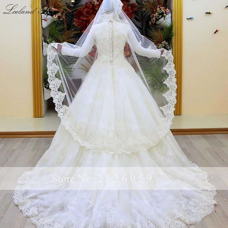Vestido De Noiva кружевные мусульманские свадебные платья с высоким горлом, свадебные платья с длинными рукавами в Саудовской Аравии размера плюс, свадебное платье