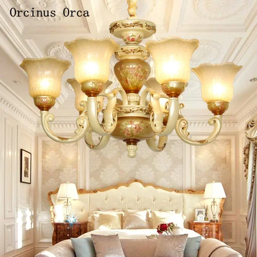 

European color painted white ceramic chandelier living room dining room bedroom French luxury creative retro led Chandelier