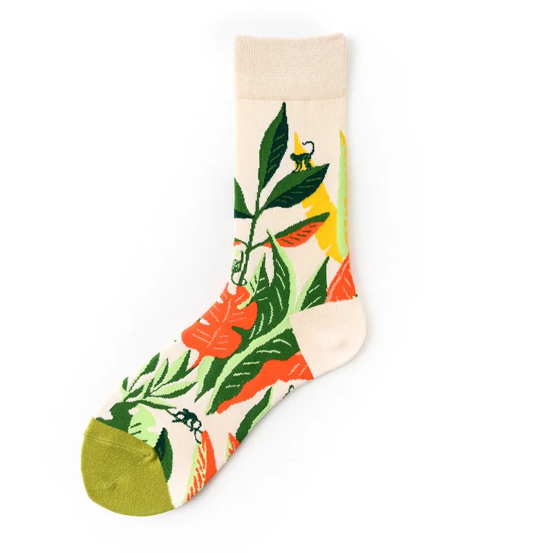 Jerrinut женские хлопковые модные забавные носки с принтом эстетические милые зимние повседневные носки милые цветы узор Harajuku носки