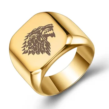 

Men's Titanium Steel Signet Ring Wolf Head Finger Ring Classic Punk Rock Style Hip Hop Jewelry Birthday Gift for Boys