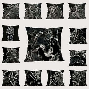 

Watercolor painting figures Oil Painting Sexy men and women Abstract Portrait Sofa Pillow Cover Modern Art Linen Cushion Cover