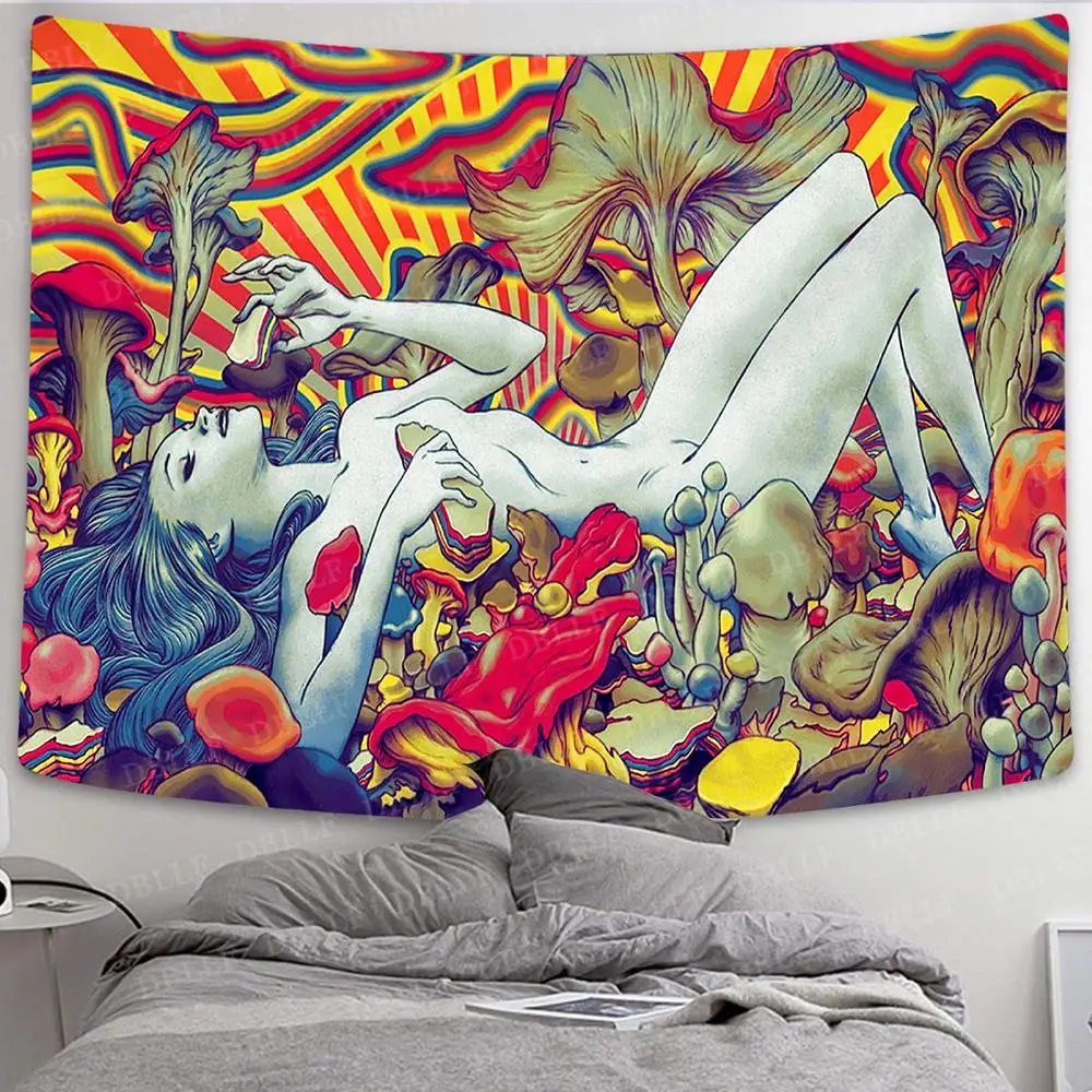Simsant Cartoon Mermaid Tapestry Abstract Medieval Women Wall Hanging Backdrop for Apartment Bedroom Decor GT2TDBZY1520 | Дом и сад