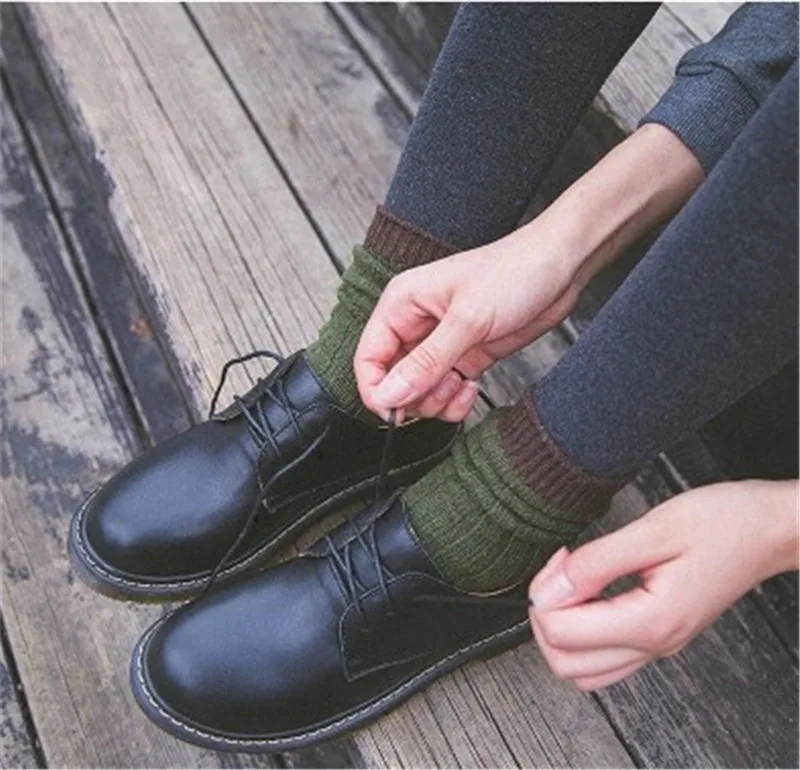 Vintage Women Flat Oxfords Shoes British Soft Leather Student Platform Brogues Shoes Flat College Lace Up Oxford Shoes For Woman (17)