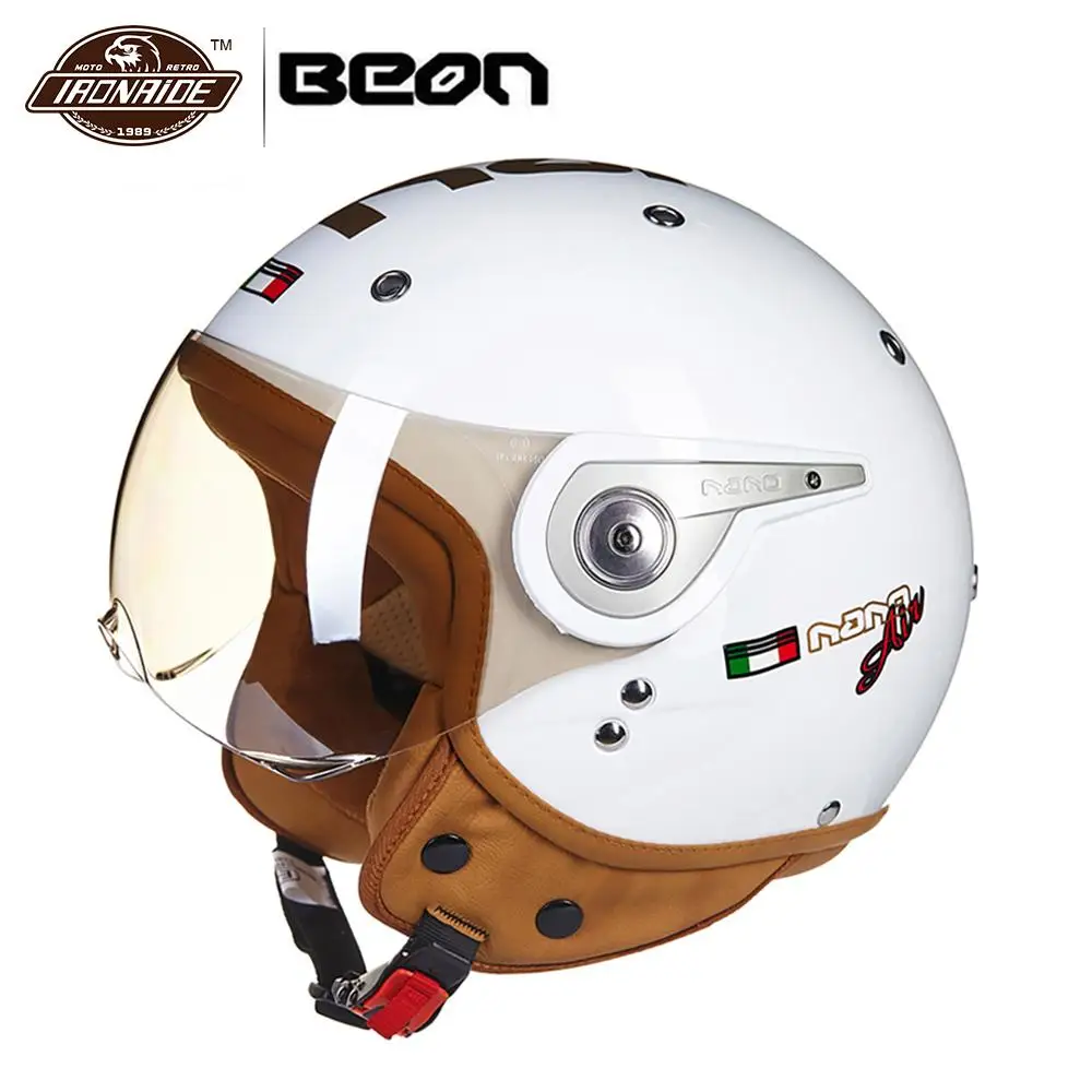 

BEON Vintage Motorcycle Helmet Open Face Helmet casco capacetes Men Women Scooter 3/4 Retro Biker Motorbike Helmet