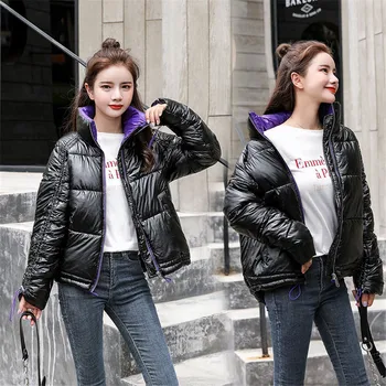 

Winter Down Parka Womens Glossy Hooded Jackets Large Size Winter Warm Thick Parka Loose Coat Winter Women Jacket