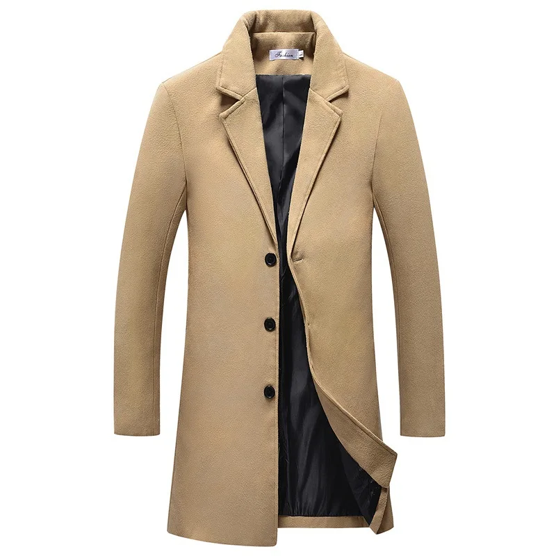 

Autumn & Winter Coat Woolen Coat Mid-length Slim Fit Men's Duster Tile