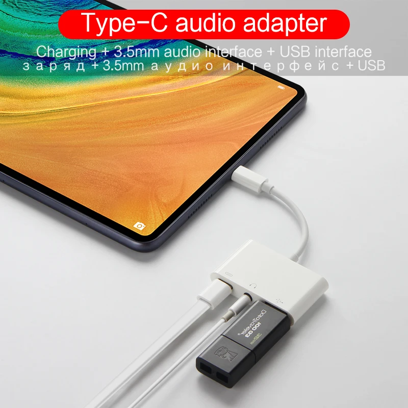 Кабель Переходник USB C на зарядка 3 5 мм AUX Наушники Адаптер для Huawei P30 P40 5G nova 7 Pro