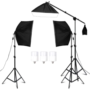 Kit de iluminación de estudio de fotografía, Softbox, brazo para vídeo y YouTube, conjunto de iluminación continua profesional, estudio fotográfico