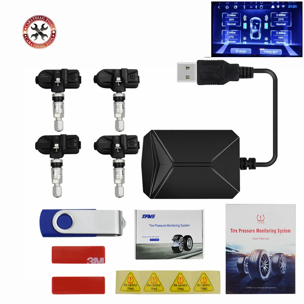 

Powerful Car Tire Pressure Monitoring System USB TPMS Android with 4 Internal Sensors 5V 116 psi Tyre Alarm System Free Shipping