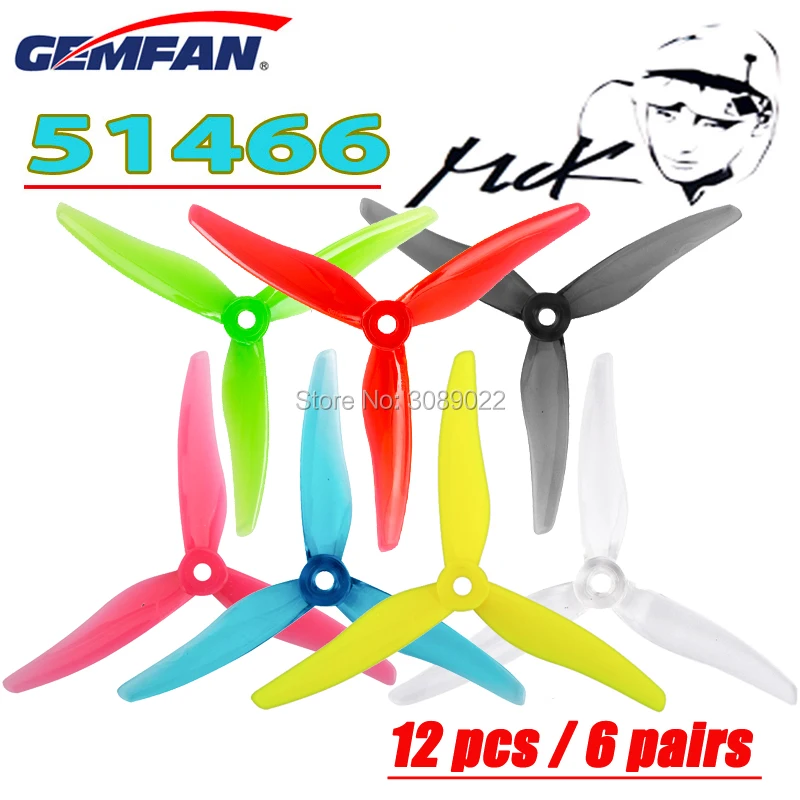 16 шт./8 пар трехлопастные винты Gemfan 51466 MCK 5 дюймов совместимый бесщеточный