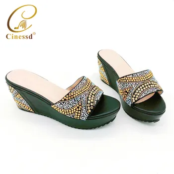 

New Italian In Women High Quality African Wedding Shoes Decorated with Rhinestone Wedding Shoes Bride Cristal Women High Heels
