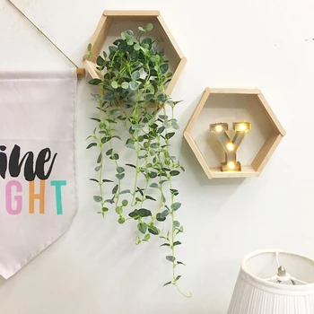 

INS Style Wooden Wall Decorative Shelves Baby Room Hexagon Storage Hanging Shelf Figurines Display Crafts Decoration Shelves