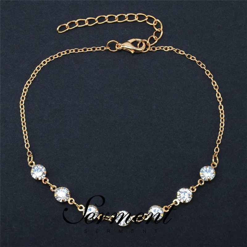 

SERMENT Trendy Simple 7 Ankle Bracelet Gold Silver Color Crystal Anklet Women Foot Legs Bracelet Anklet Jewelry Accessories 2020