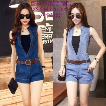 

2020v Collar Cowboy Siamese Pants Shorts Sleeveless Slim Fit Slim Women's Siamese Underwear