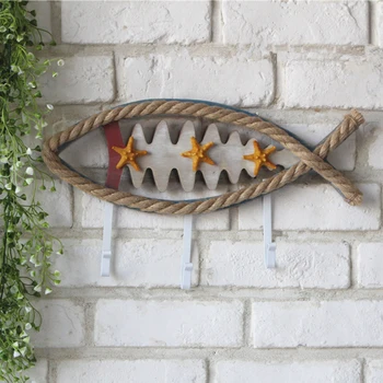 

Wall Mounted Fish Shape Easy Install Kitchen Organizer Hanging Hook Knotted Rope Storage Save Space Bedroom Door Home Decoration
