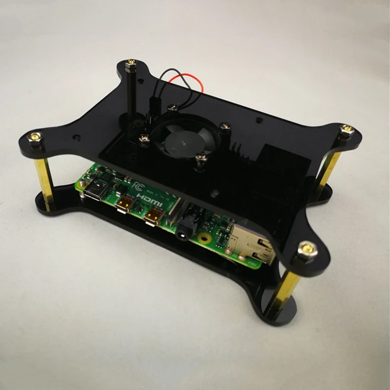 Для Raspberry Pi черный акриловый чехол с охлаждающим вентилятором для Raspberry Pi 4 Модель B/3B +/3B/2B