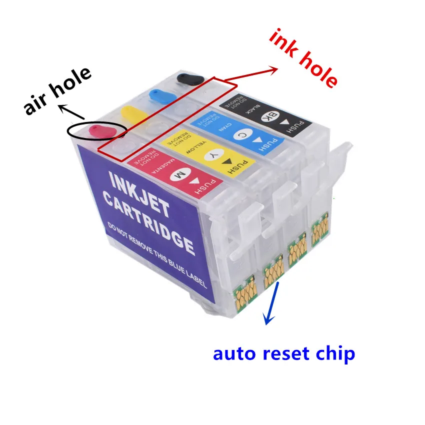 Kit de cartuchos e tintas para recarga em impressoras epson, chip arco, 502xl 502