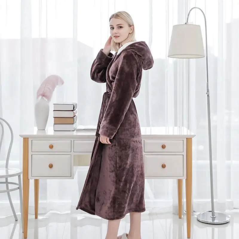 Коралловый флис с капюшоном, мужское кимоно, ночная рубашка, теплая мягкая фланелевая одежда для сна, домашняя одежда, повседневный халат, домашняя одежда - Цвет: Men1