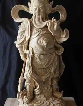 

24" Chinese Huge Dehua Porcelain Dragon "Guan Gong" warrior Guangong Yu Statue