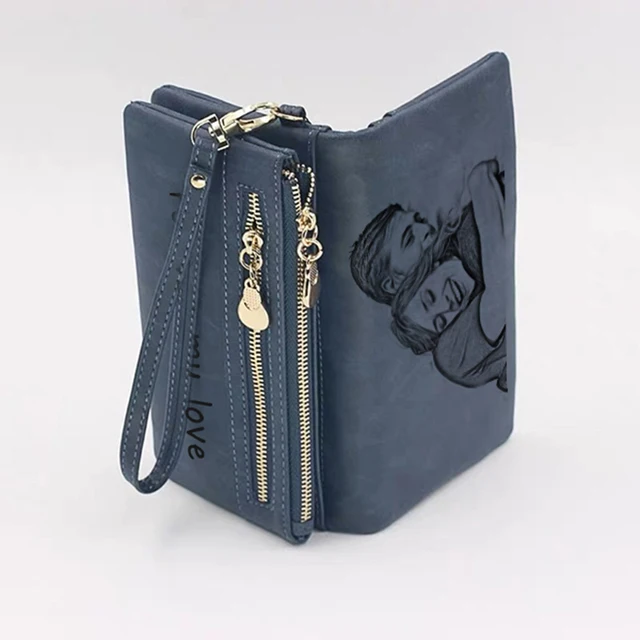 Customized Photo Wallet Personality Fashion Ladies Long Large-Capacity Synthetic Leather Double Zipper Clutch Mother's Day Gift 4