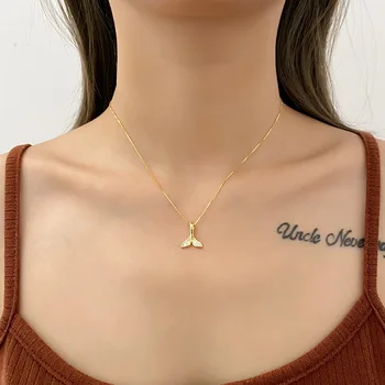 

Hot Selling Women Necklace Ornament Japanese-style Hipster Necklace Full of Crystals Fishtail Choker S925 Fine Silver Pendant