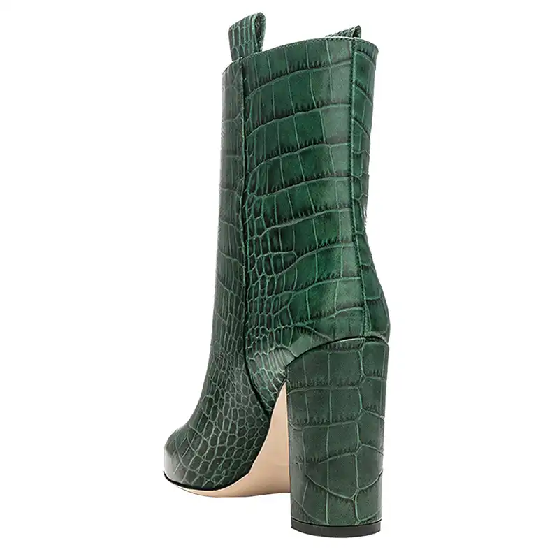 green crocodile heels