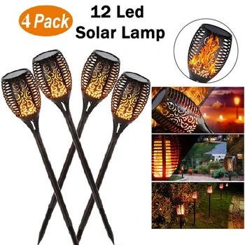 

1/2/4/8 Pcs 12 LED Garden Lawn Light Waterproof Flickering Flame Solar Torch Light Outdoor Landscape Decoration Garden Lamp