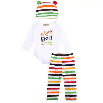 

CA Newborn Kid Baby Boy Girl Bodysuit+Pants+Hat Cotton Clothes Sets 6-24 Month