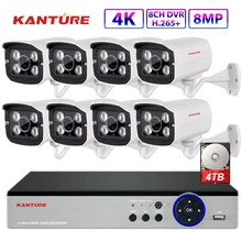 KANTURE h.265+ 8CH 4K Ultra HD cctv dvr комплект 8MP камера ночного видения система безопасности IP66 Водонепроницаемый P2P комплект видеонаблюдения