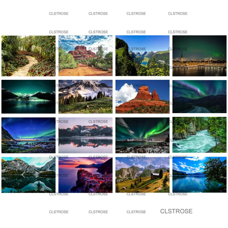 

Diy Sky View Diamond Painting Blue and Green Lake and Northern Lights Decoration Home Square Diamond Round Diamond Modern Home
