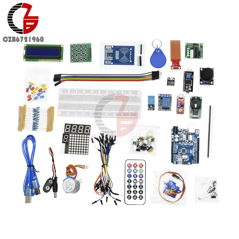 Стартер RFID комплект обучения набор SG90 сервопривод DC мотор Beadboard 1602 I2C lcd звук реле часы точка матрица доска для Arduino UNO R3