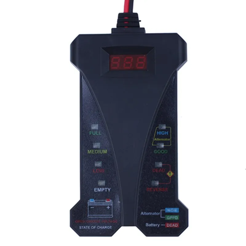 MP0514A 12V Digital Battery Tester Voltmeter and Charging System Analyzer with LCD Display and LED Indication- BLACK VERSION