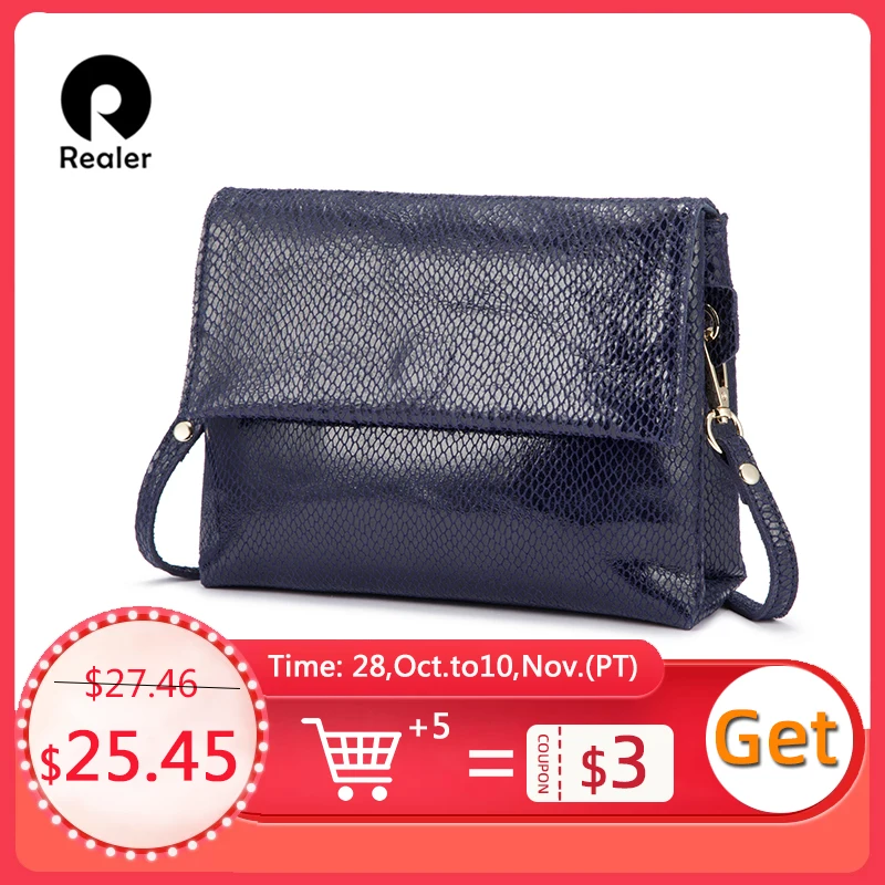 

REALER genuine leather crossbody bags for women 2020 female shoulder messenger bags small totes high quality top-handle bag