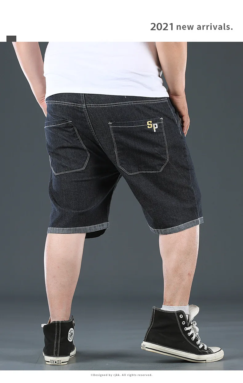 calças de brim shorts plus size 6xl