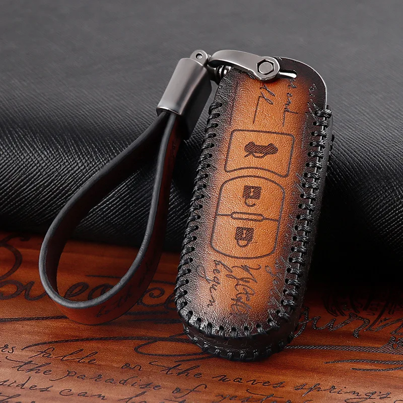 Comprar Accesorios para el coche de cuero genuino Auto Remote Key Case funda soporte piel Shell para Mazda 2 3 5 6 8 CX7 CX5 CX9 MX5 CX4