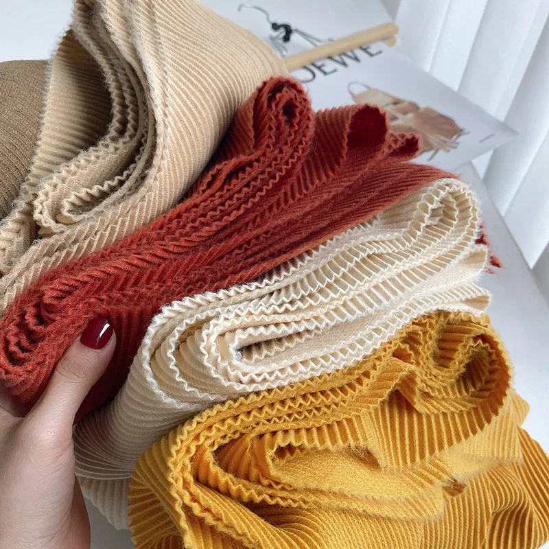 

2022 Designer brand scarf women luxury solid color single color cotton and linen pleated scarf shawl pleated warm scarf