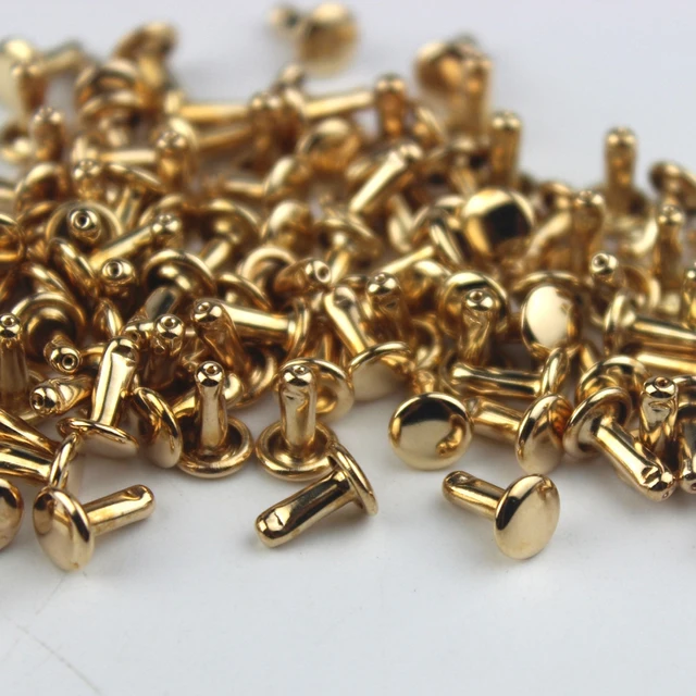 HARFINGTON 100 Sets Leather Rivets 9mm X 10mm Metal Double Cap Rivet Snaps Studs