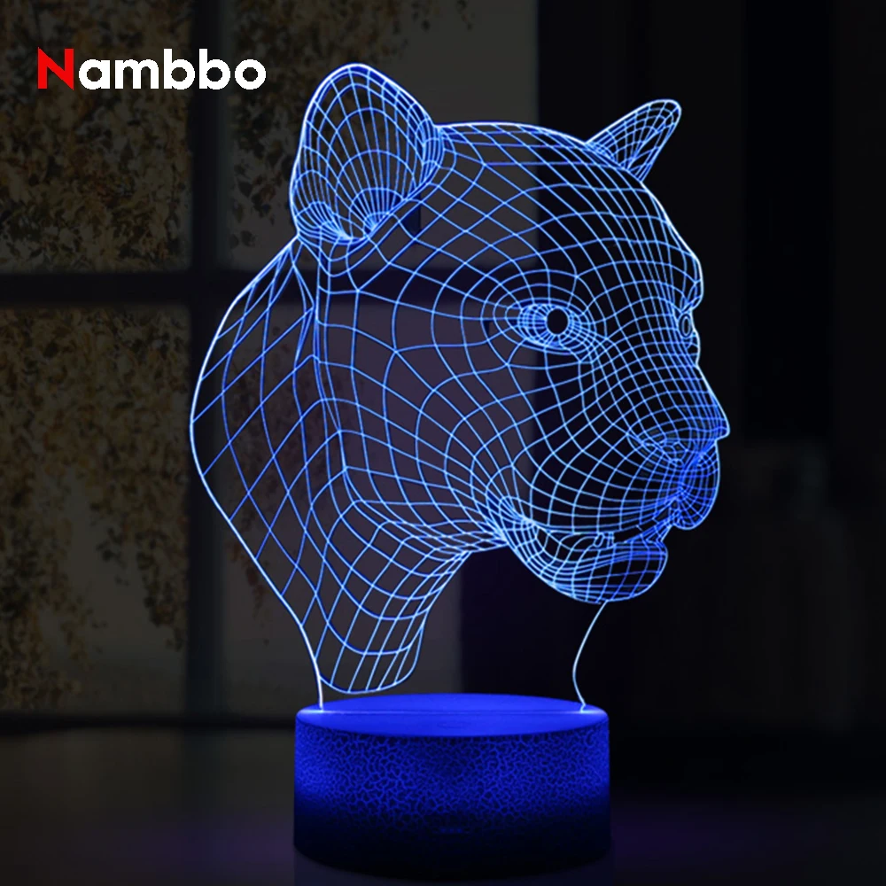 

Leopard Head Three-dimensional Vision Night Light LED Home Decoration 7 Colors 3D Lamp Acrylic Table Lamp Cool Holiday Gift