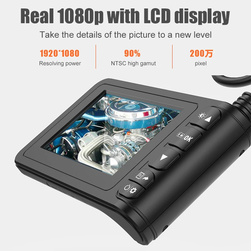 Industrial Endoscope Handheld 4.3inch LCD Screen Borescope High Definition 1080P Pipe Inspection Camera with LED Light J
