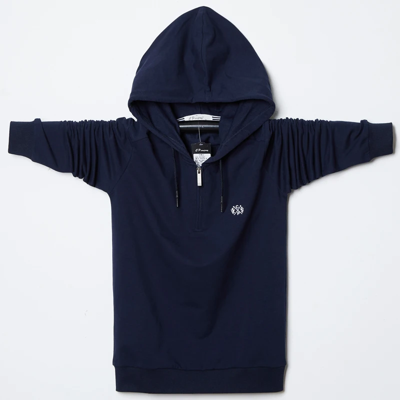 Navy Blue T shirt Мужская футболка, облегающая, на заказ, футболка с капюшоном, дизайн, длинная, стильная, роскошная, повседневная, хлопковая, для фитнеса, футболка, футболка, 5XL 6XL Homme - Цвет: Navy Blue T shirt