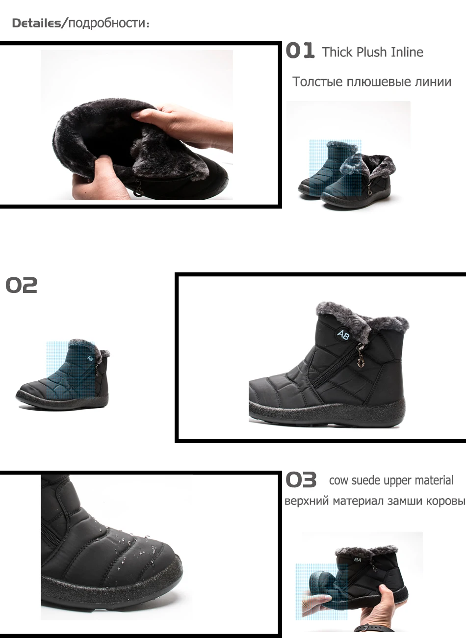 women boots ankle snow boots waterproof winter shoes